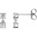 saveongems Jewelry 1/2 ctw (3.3mm) / SI1 SI2 / 14K White Diamond Two-Stone Earrings .25 Carat Total Weight