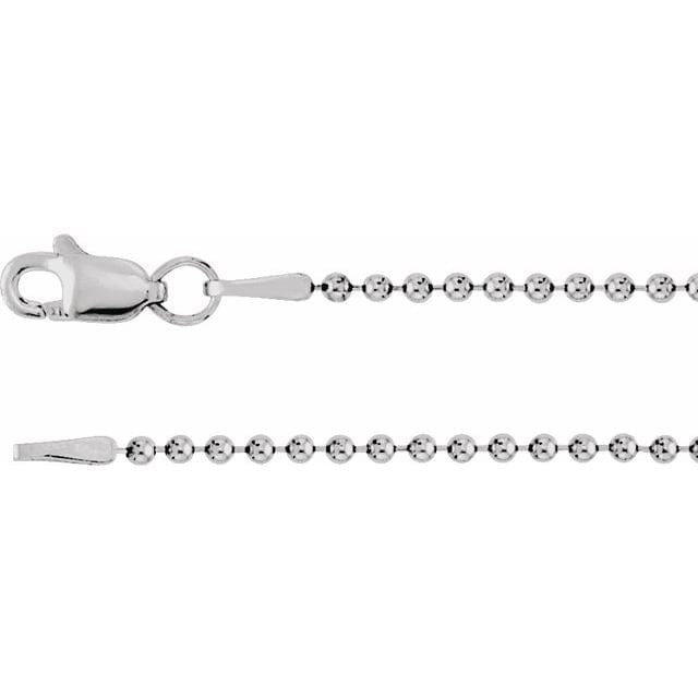saveongems Jewelry 1.5mm / 16 Inch / 14K White Hollow Bead Chain