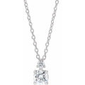 saveongems 1/4 ctw (3.9mm) / 16-18 Inch / 14K White Accented Claw-Prong Necklace 16-18