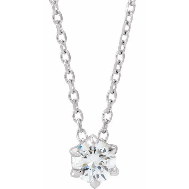 saveongems 1/4 ctw (4mm) / 16-18 Inch / 14K White Solitaire Necklace 16-18" 1/4-1 Carat Total Weight