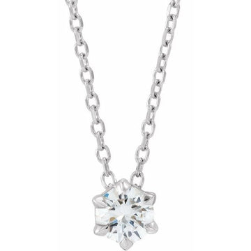 saveongems 1/4 ctw (4mm) / 16-18 Inch / 14K White Solitaire Necklace 16-18" 1/4-1 Carat Total Weight