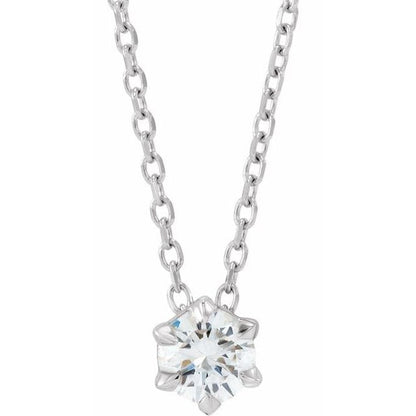 saveongems 1/4 ctw (4mm) / 16-18 Inch / 14K White Solitaire Necklace 16-18" 1/4-1 Carat Total Weight