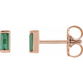 saveongems Jewelry 4 x 2 mm / 14K Rose 14K Natural Green Tourmaline Channel-Set Earrings