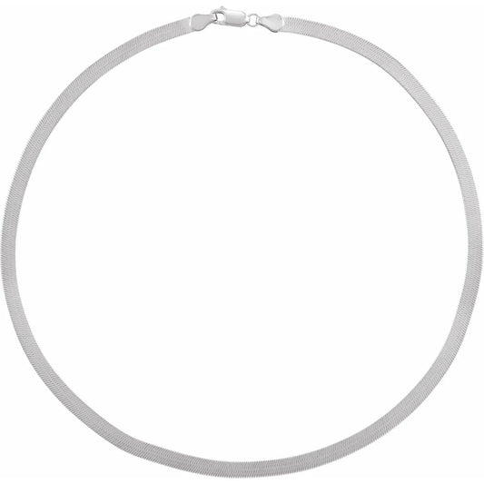 saveongems Jewelry 16 Inch / 14K White Flexible Herringbone Chain Necklace