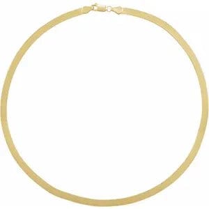 saveongems Jewelry 16 Inch / 14K Yellow Flexible Herringbone Chain Necklace
