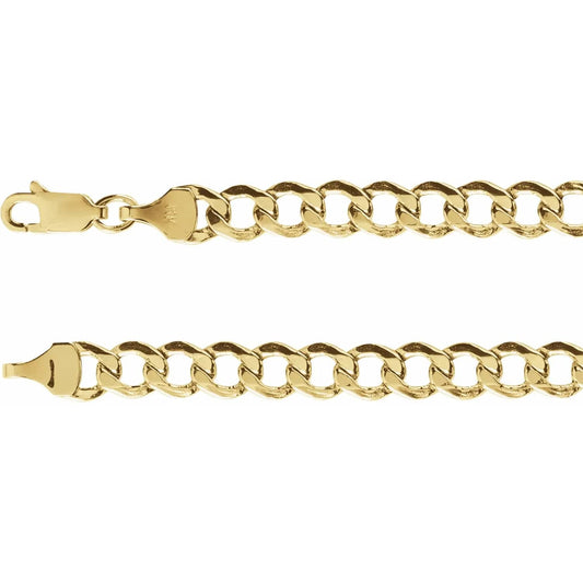 saveongems Jewelry 5.3mm / 7 Inch / 14K Yellow Hollow Curb Chain bracelet 14K gold