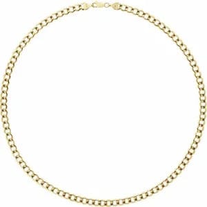 saveongems Jewelry 16 Inch / 14K Yellow Hollow Curb Chain Necklace 14K gold