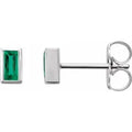 Save On Diamonds Natural Emerald / 14K White Natural Emerald Bezel-Set Earrings