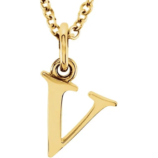 Save On Diamonds 14k Yellow Gold / Initial V 14K Lowercase custom Initial 16" Necklace (Gold)