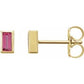 Save On Diamonds Natural Pink Tourmaline / 14K Yellow Natural Emerald Bezel-Set Earrings