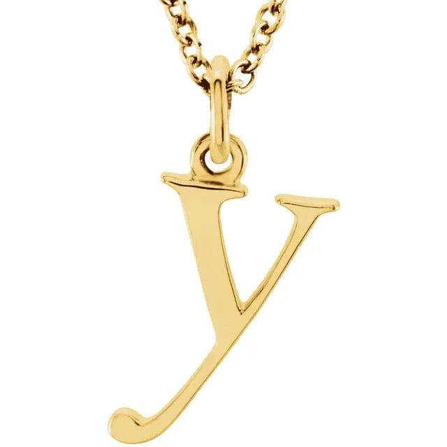 Save On Diamonds 14k Yellow Gold / Initial Y Lowercase Custom Initial 16" Necklace (14K Gold)